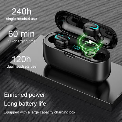 Auriculares Bluetooth 5.0 con LED Binaural Q32-1 - Image 12