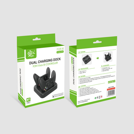 Black dual charging dock for Xbox Series S/X wireless controllers, featuring two dedicated charging slots. - Image 16