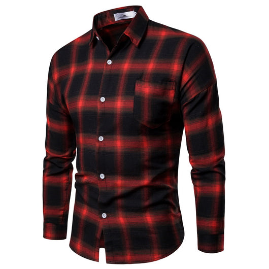Camisa de Cuadros Coreana Clásica de Manga Larga para Hombre - Image 7