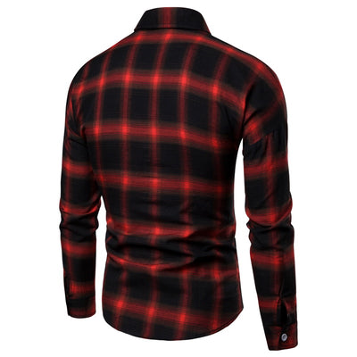 Camisa de Cuadros Coreana Clásica de Manga Larga para Hombre - Image 8