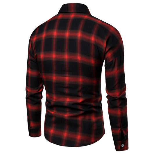 Camisa de Cuadros Coreana Clásica de Manga Larga para Hombre - Image 8