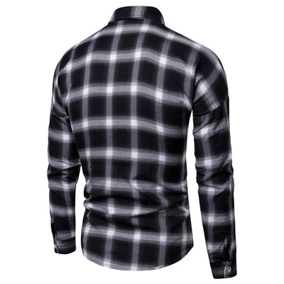 Camisa de Cuadros Coreana Clásica de Manga Larga para Hombre - Image 10