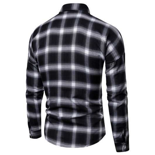 Camisa de Cuadros Coreana Clásica de Manga Larga para Hombre - Image 10