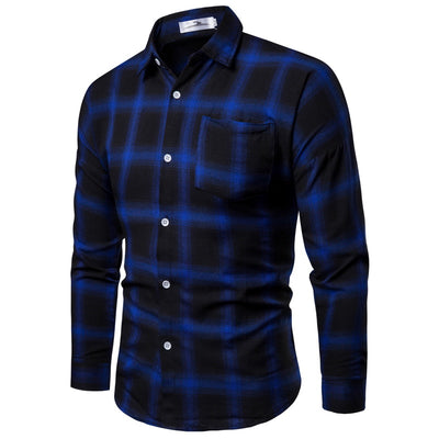 Camisa de Cuadros Coreana Clásica de Manga Larga para Hombre - Image 11