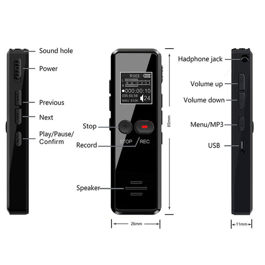 Reproductor MP3 Grabadora de Voz Portátil USB - Image 14