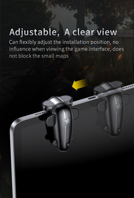 Black Baseus mobile phone game controller with an airplane design and star detail, for enhanced mobile gaming. - Image 12