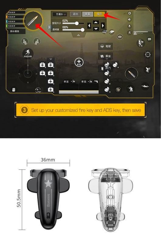 Black Baseus mobile phone game controller with an airplane design and star detail, for enhanced mobile gaming. - Image 18