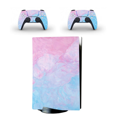 Camouflage full body sticker set for PlayStation 5 optical drive console and two matching DualSense controllers. - Image 3