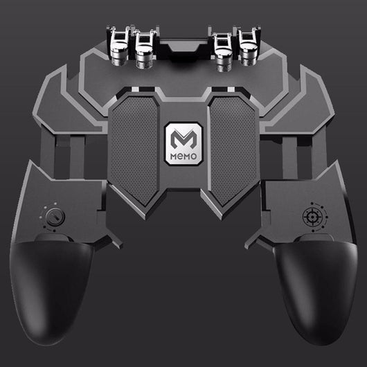 Black AK66 mobile gaming controller with four silver triggers and ergonomic grips for six-finger gameplay. - Image 6