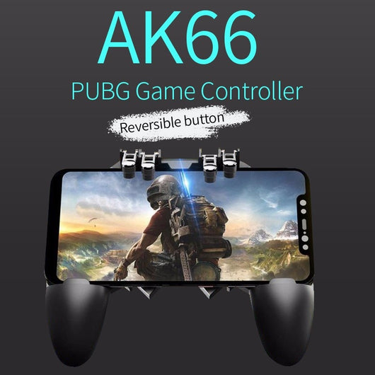 Black AK66 mobile gaming controller with four silver triggers and ergonomic grips for six-finger gameplay. - Image 7