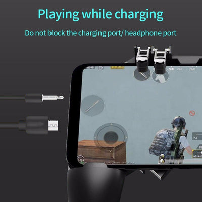Black AK66 mobile gaming controller with four silver triggers and ergonomic grips for six-finger gameplay. - Image 8