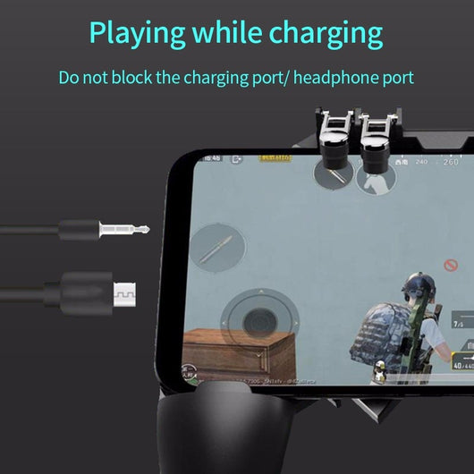 Black AK66 mobile gaming controller with four silver triggers and ergonomic grips for six-finger gameplay. - Image 8