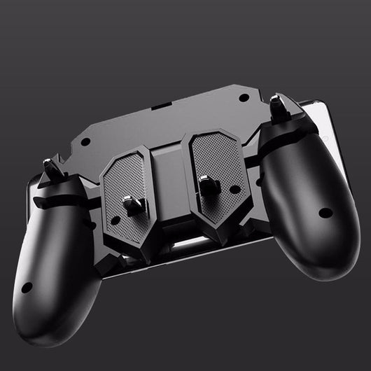 Black AK66 mobile gaming controller with four silver triggers and ergonomic grips for six-finger gameplay. - Image 14