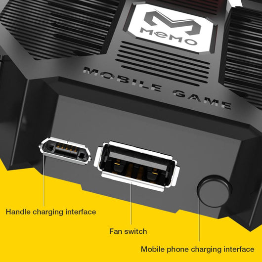 MÉMO AK77 black mobile game controller with integrated cooling fan and four silver trigger buttons. - Image 12