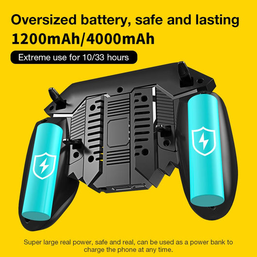 MÉMO AK77 black mobile game controller with integrated cooling fan and four silver trigger buttons. - Image 13