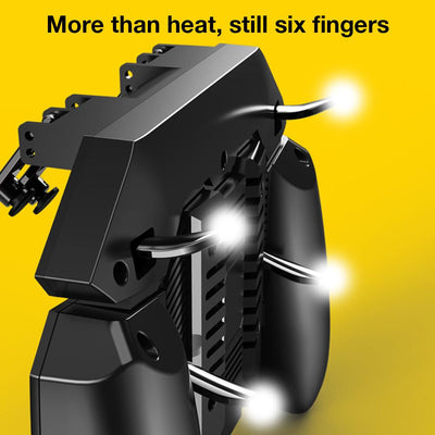 MÉMO AK77 black mobile game controller with integrated cooling fan and four silver trigger buttons. - Image 15