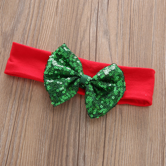 Conjunto de 3 Piezas Navideño: Shorts con Encaje y Diadema para Niña - Image 5