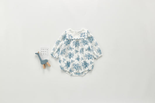Falda de Algodón con Estampado Azul y Blanco - Image 7