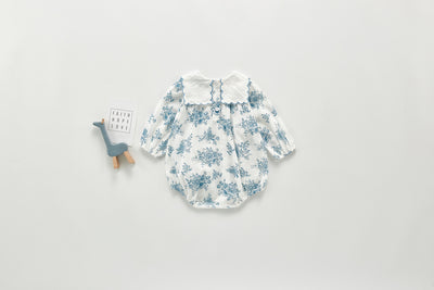 Falda de Algodón con Estampado Azul y Blanco - Image 8