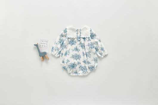 Falda de Algodón con Estampado Azul y Blanco - Image 8