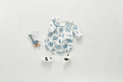 Falda de Algodón con Estampado Azul y Blanco - Image 9
