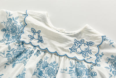 Falda de Algodón con Estampado Azul y Blanco - Image 12