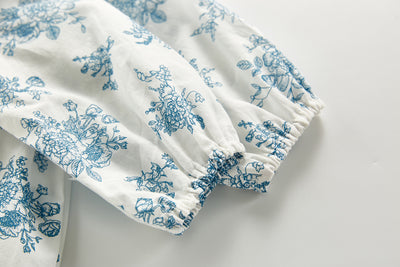 Falda de Algodón con Estampado Azul y Blanco - Image 15
