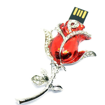Memoria USB Flor de Rosal con Cristales y Diamantes - Image 9