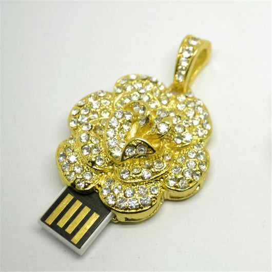 Memoria USB Flor de Rosal con Cristales y Diamantes - Image 15