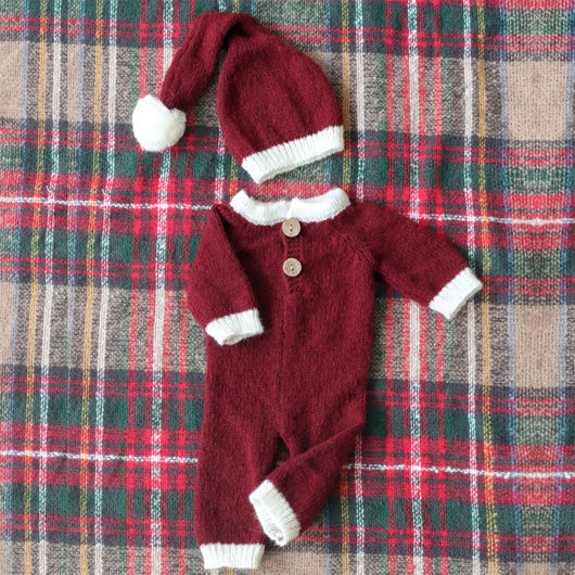 Conjunto Navideño para Recién Nacido: Gorro Mohair y Mameluco Elegante - Image 10