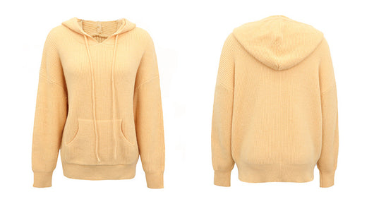 Sudadera Mujer Tejida Color Sólido con Capucha y Bolsillos - Image 9