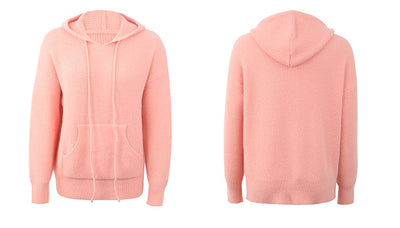 Sudadera Mujer Tejida Color Sólido con Capucha y Bolsillos - Image 12