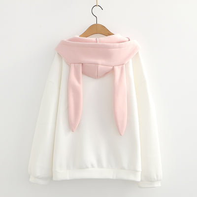 Sudadera con Capucha de Terciopelo para Mujer - Diseño Conejo Cartoon con Pompones - Image 8