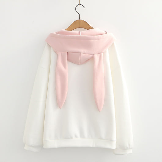 Sudadera con Capucha de Terciopelo para Mujer - Diseño Conejo Cartoon con Pompones - Image 8