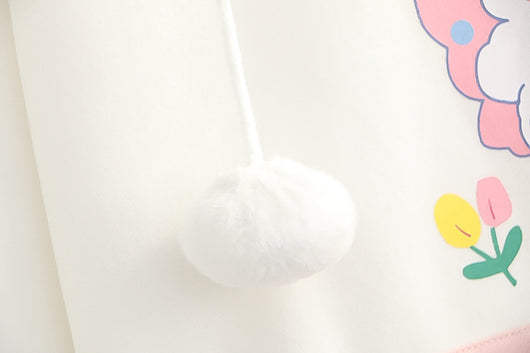 Sudadera con Capucha de Terciopelo para Mujer - Diseño Conejo Cartoon con Pompones - Image 12