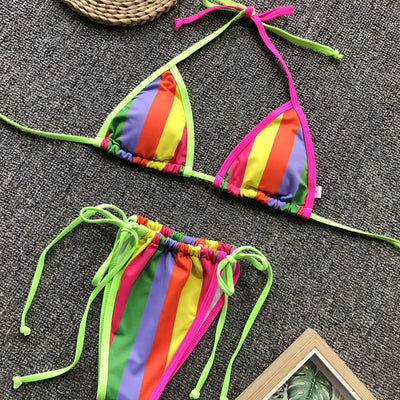Bikini Halter con Costuras de Colores Caramelo - Image 9