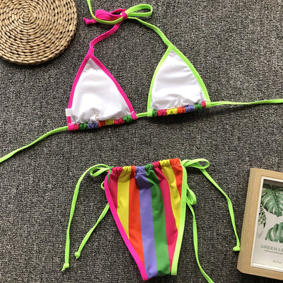 Bikini Halter con Costuras de Colores Caramelo - Image 10