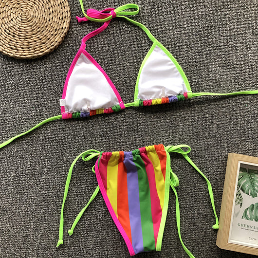 Bikini Halter con Costuras de Colores Caramelo - Image 10