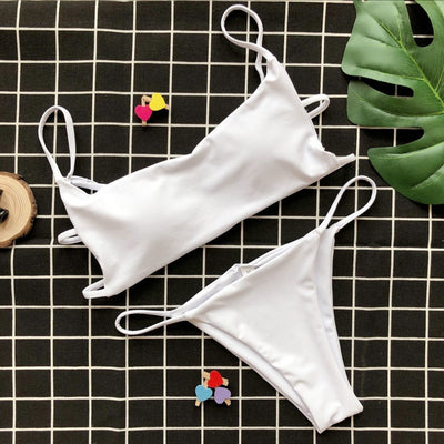 Bikini Tubular de Color Sólido con Abertura Sexy - Image 14