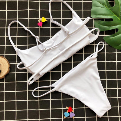 Bikini Tubular de Color Sólido con Abertura Sexy - Image 16