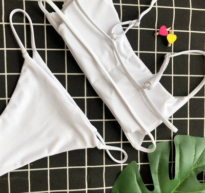 Bikini Tubular de Color Sólido con Abertura Sexy - Image 17