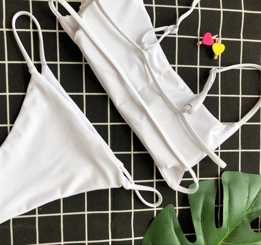 Bikini Tubular de Color Sólido con Abertura Sexy - Image 17