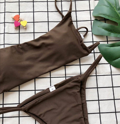Bikini Tubular de Color Sólido con Abertura Sexy - Image 19