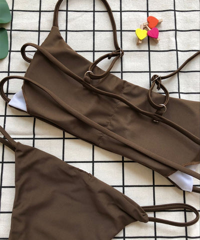 Bikini Tubular de Color Sólido con Abertura Sexy - Image 21