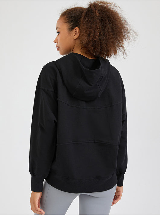 Sudadera Hoodie Oversize de Color Liso con Hombros Caídos - Image 17
