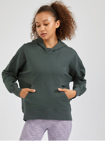 Sudadera Hoodie Oversize de Color Liso con Hombros Caídos - Image 18