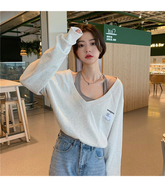 Suéter Falso Dos Piezas Cuello V Mujer - Blusa Suelta y Delgada - Image 13