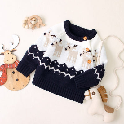 Suéter Navideño Tejido con Reno para Niños y Niñas - Image 11