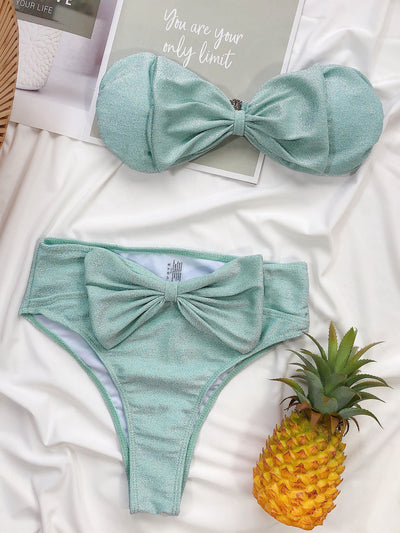 Bikini de Seda Brillante con Diseño Asimétrico - Image 7