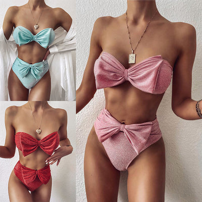 Bikini de Seda Brillante con Diseño Asimétrico - Image 8